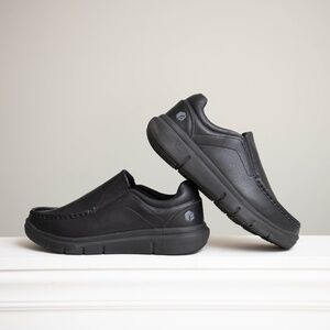 FitVille Black Easy Slip On Mens 11 Arch Support Diabetic Comfort Fitness Shoes